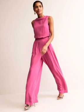 Boden Tutti Fruity Pink Clarissa Wide-Leg Jumpsuit